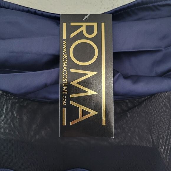 Roma Costumes Ruched Satin and Mesh Navy and Black Strapless Dress Size M NWT - Picture 4 of 7